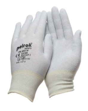 Polrok Rękawice antystatyczne ESD nylonowo węglowe nakrapiane PK403W