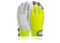 ARDON® Rękawice Hobby RX z koziej skóry z neonową żółtą tkaniną i wstawkami odblaskowymi