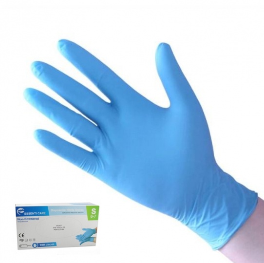 Zarys Jednorazowe rękawice nitrylowe bezpudrowe Essenti Care niebieskie
